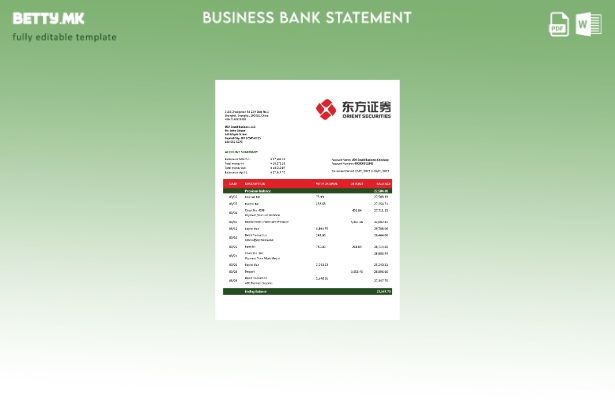 модерен стил Orient Securities деловна банкарска изјава Шаблон Word и PDF